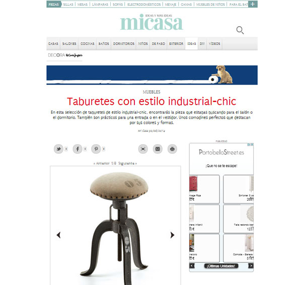 Taburete con estilo industrial con Portobello en foros.nuevo-estilo.es